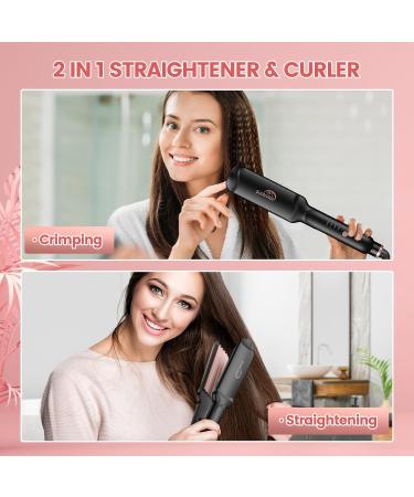 Shop 4 in 1 Hair Crimper for Women - Ceramic Waver & Flat Iron Fast Heating Hair Tool in Rose Gold - Buy Online on SooperMarket.com