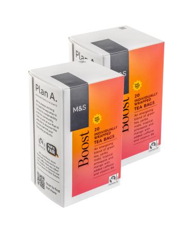 Generic M&S Boost Green Tea Yerba Mate Pineapple & Mango Herbal Teabags Vegan 40 Bags (2 x 20pk)