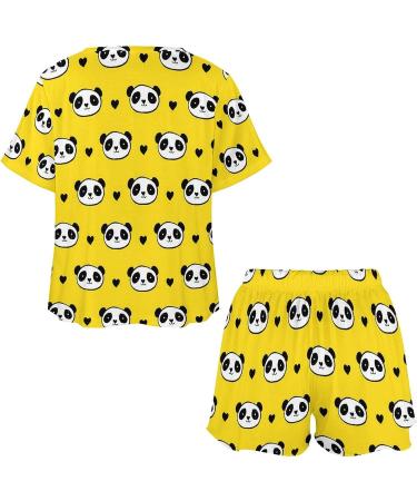 Cute Panda Bear Women's Pajama Set - Short Sleeve Lounge Shirt and Shorts Sleepwear 4X-Large - Buy Online on SooperMarket.com