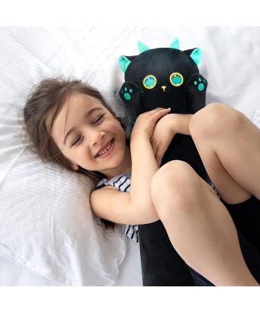 Mewaii 20in Long Cat Plush Pillow Stuffed Animal Squishy - Big Green Eyes, Sleeping Hugging Soft Toy for Kids (Black) - Buy Online on SooperMarket.com