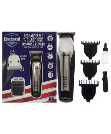 XTREME DIGITAL LIFESTYLE ACCESSORIES Barbasol T Blade Pro Trimmer Detailer Rechargeable Swivel Head Black Body Rubber Oil Nickel
