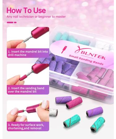 YBLNTEK 80Pcs Sanding Bands for Nail Drill - 3.1MM Mandrel Bit 80/120/180/240 Grit Ideal for Acrylic & Gel Nail Shaping - Buy Online on SooperMarket.com