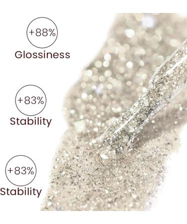 Silver Glitter Gel Nail Polish Nail Varnish Soak off UV/LED Lamp French Manicure Nails Long Lasting Nail Art Manicure Salon DIY at Home - Buy Online on SooperMarket.com