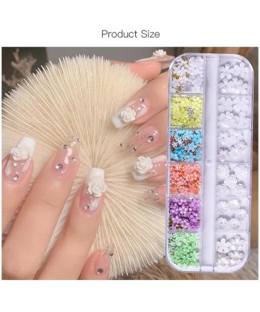 Belicey 3D Colorful Acrylic Flower Nail Charms Kit with AB Nail Gems - DIY Nail Art Rhinestones and Crystals Set - Buy Online on SooperMarket.com