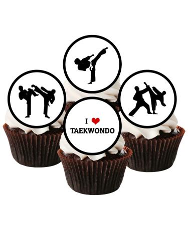 24 Edible Taekwondo Cupcake Toppers Martial Arts Cake Decorations Karate Gifts Jiu Jitsu Gifts Ninja Cake Toppers Judo Gifts Taekwondo Gifts Taekwondo Cupcake Decorations Karate Kids