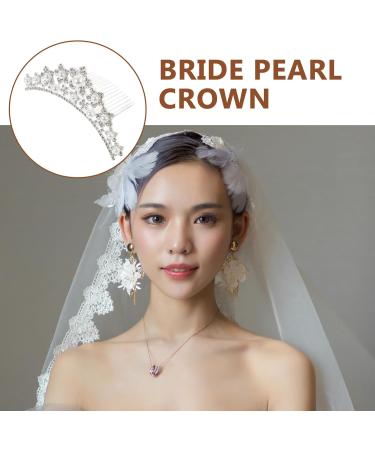 minkissy Rhinestone Pearl Crown Hair Comb - Mini Princess Crown Comb Wedding Crystal Tiara Crown Headbands for Wedding Birthday Party - Buy Online on SooperMarket.com