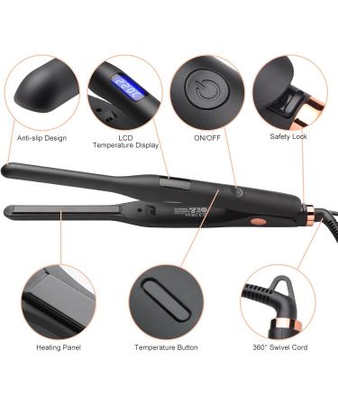 Mini Hair Straightener for Short Hair & Beard - Adjustable Temperature Flat Iron for Pixies & Tight Curls (Black) - Buy Online on SooperMarket.com