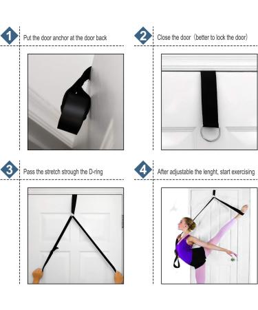 Maoxintek Yoga Belt Leg Extensor - Fitness Stretch Band for Dance Ballet & Gymnastics - Long Cotton Loop with Door Anchor - Black - Buy Online on SooperMarket.com