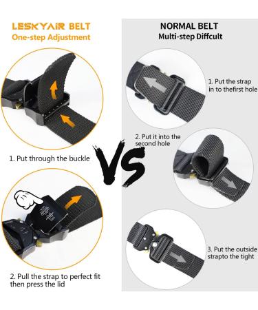 Leskyair 2 Series Tactical Belt for Men | High-Performance Military Hiking Belt - 3.8cm Wide | Includes TM Bag & Water Bottle Clip Hook - Black & Coffee - Buy Online on SooperMarket.com