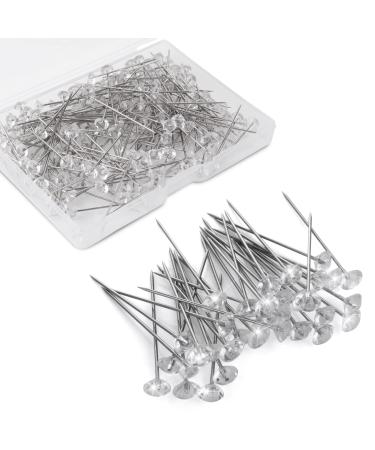 200 Pieces Crystal Diamond Head Pins 1.5 Inch Diamond Head Straight pins for Flower Stainless Steel Bouquet Pins Corsages Flower Pins for Craft Wedding Flower Decoration