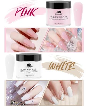 480g Acrylic Powder Set of 4 EBANKU Acrylic Powder Large Capacity Professional Acrylic Nail Powder for Nail Acrylic Extension Nail Carving Long-Lasting No Nail Lamp Needed - Buy Online on SooperMarket.com