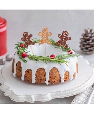 Whaline 48Pcs Christmas Cupcake Topper Glitter Brown Gingerbread Man Cupcake Picks Holiday Food Picks for Xmas Winter Cake Decoration - Buy Online on SooperMarket.com
