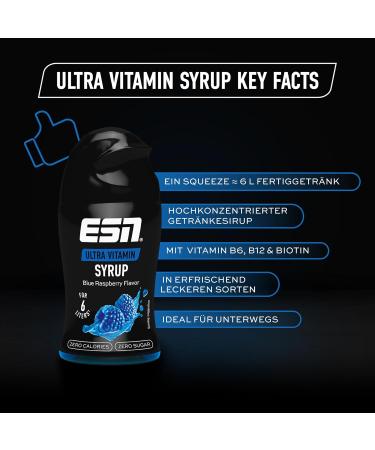 ESN Ultra Vitamin Syrup - Blue Raspberry Pack of 4 (4 x 65ml) | Enrich 6L Ready-to-Drink Beverage | International Shipping Available - Buy Online on SooperMarket.com