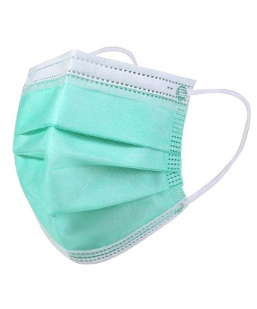 Kata 3-Ply Pleated Disposable Children's Face Masks One Size Green Box of 50 Masks