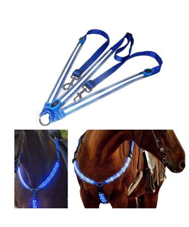 SGerste LED harness LED chest harness Horse harness with LED light Spot light Horse harness Horse chest strap for dark environment Outdoor And Equestrian (Blue)