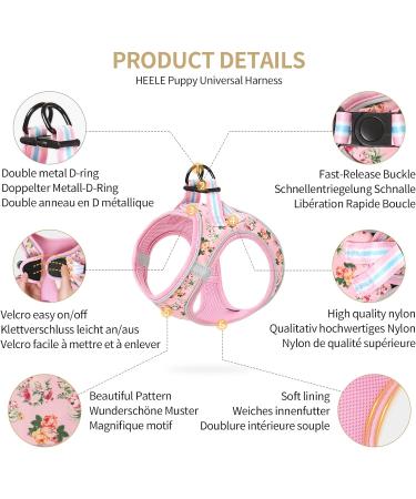 Buy Heele Anti-Pull Dog Harness for Small Dogs - Breathable Adjustable Reflective Soft & Safe - Flower Pink | International Shipping Available - Buy Online on SooperMarket.com