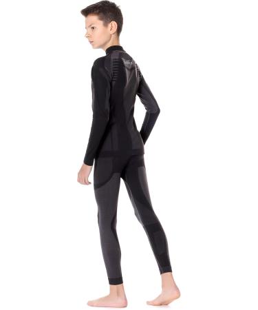 Ladeheid Children's Thermoactive Underwear Set - Long Sleeve Shirt & Long Underpants (146-152) - Black/Silver - Optimal Comfort for Kids - Buy Online on SooperMarket.com