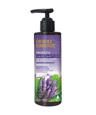 Desert Essence Probiotic Hand Sanitizer - Tea Tree Oil & Lavender - 8 Fl Ounce - Soft & Moisturized - Antibacterial - Elderberry & Echinacea - Relaxing