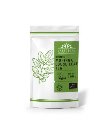 Ausha Organic Moringa Tea 100 grams | Loose Leaves Caffeine Free Detox Fibre Calcium | Certified Organic
