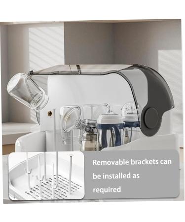 Bottle Sealing Discs Large Bottle Drying Rack with Cover & Removable Drain Tray Dustproof Baby Bottle Organizer Portable Baby Bottle Rack Dryer Grey - Buy Online on SooperMarket.com