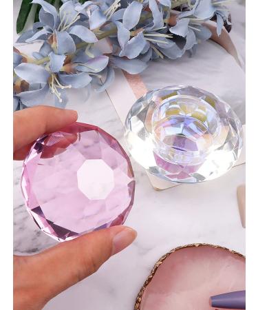 Nail Art Dappen Dish with Gemstone Lid - Pink | Kalolary Monomer Cups for Acrylic Liquid | Nail Glass Crystal Cup Bowl for Acrylic Powder - Buy Online on SooperMarket.com