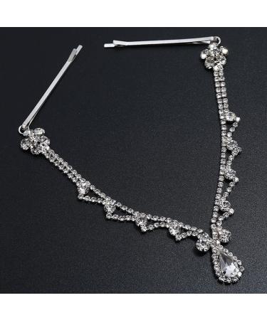 Chargances Bridal Rhinestone Forehead Head Chain Clip - Wedding Crystal Teardrop Headband for Women and Girls (Silver) - Buy Online on SooperMarket.com