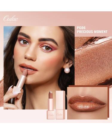 Oulac Bronze Shimmer Lipstick for Women - Moisturizing Tinted Lip Balm with Shea Butter - Vegan Gluten-Free Formula for Hydrated & Smooth Lips - Precious Moment (PG06) - Buy Online on SooperMarket.com