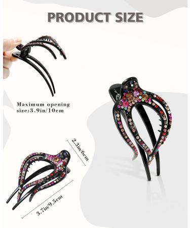 5PCS Rhinestone French Hair Clips for Women | Strong Hold Curved Claw Clips | No Slip Design | Medium Size 3.74 | Ideal for Thick Hair - Buy Online on SooperMarket.com