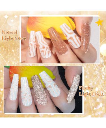 Supwee Champagne Reflective Gel Liner - Holographic Nail Art Glitter Gel for Fine Line Painting - 10ml - Buy Online on SooperMarket.com