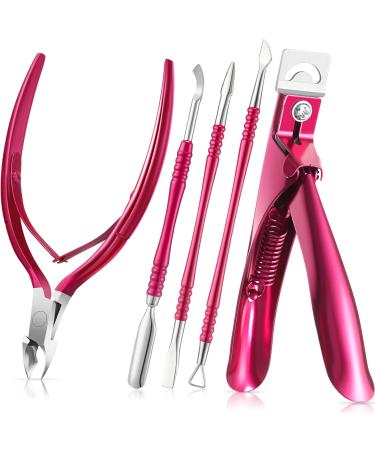 Mudder Tip Nail Clipper False Nail Clipper Cuticle Trimmer Nipper with Acrylic Nails Clipper Cuticle Pusher Scraper Stainless Steel Cuticle Remover Manicure Tools Set for Salon Home Nail Design
