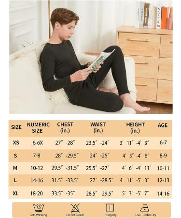 TELALEO Boys Double Fleece Lined Thermal Underwear Set - Black, Large - Buy Online on SooperMarket.com