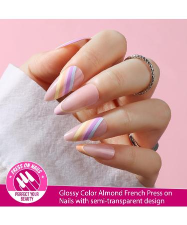 Teenitor Almond Press on Nails Set - 4 Styles, Medium Length, Matte Finish, Full Cover Acrylic False Nails with Glue and File - for Women and Girls - Buy Online on SooperMarket.com