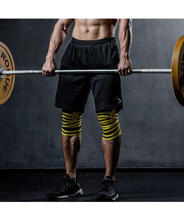 TAVIEW Weightlifting Knee Choner & Elbow Support - 1 Pair 180cm Elastic Compression for Powerlifting Fitness Cross-Training & Gym - Yellow - Buy Online on SooperMarket.com