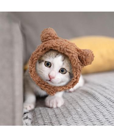 WLLHYF Cute Cat Winter Warm Bear Hat Soft Comfortable Adjustable Small Pet Headwear Costume Clothes for Cat Kitten Puppy Dog(Brown) - Buy Online on SooperMarket.com