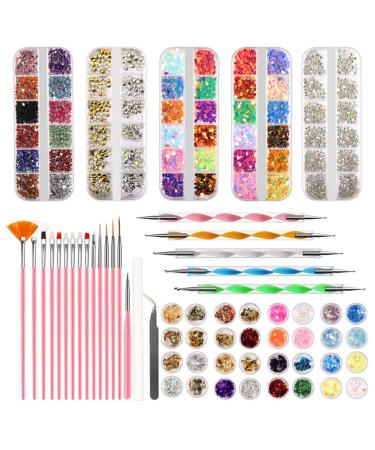 Brensty Nail Tools Set Manicure Varnish Starry Foil Sticker Glitter Flake Drill Nail Art Pen