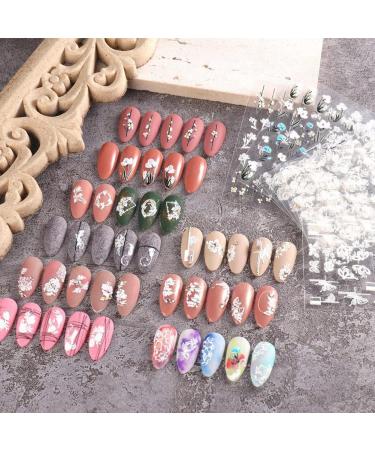 carrub 5D Embossed Flower Nail Art Stickers 4 Sheets Self-Adhesive Decals Floral Design Nail Decoration for Women - Buy Online on SooperMarket.com