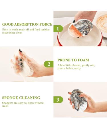 Kigai Sketch Wolf Scrubbing Sponge 3 Packs Reusable Dish Wash Scrub Sponge Clean Stubborn Oil Stains Anti-Scratch Cleaning Sponge for Kitchen Tableware - Buy Online on SooperMarket.com