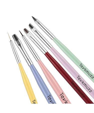 Tevkmuzz 6 PCS Nail Art Brushes Set - Nail Extension Gel, Dotting Pen, Liner Brush - Ideal for Gel Polish & Nail Design - Buy Online on SooperMarket.com