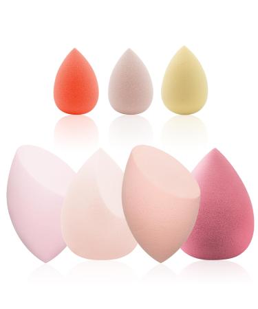 Make -up sponge 7 PCs beauty blender sponges multi -colored with 3 mini makeup sponges blender -beauty sponge foundation make -up sponge for liquid foundation powder sun protection and cream (4 +3)