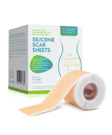 Silicone Scar Sheets Professional Silicone Scar Sheets Scar Silicone Tape Strips Scar Removal Sheets for C-Section Surgery Burn Keloid Acne (1.5 Meters(4 Month Supply)