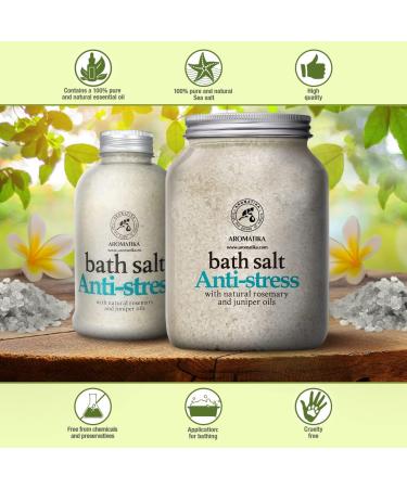 De-Stress Bath Salt 46 Oz - 100% Natural with Rosemary & Juniper Oils - Promotes Relaxation and Stress Relief for Better Sleep - Aromatherapy for Calming Body Care and Beauty - Buy Online on SooperMarket.com
