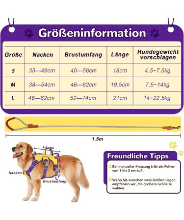 Multi-Purpose Dog Harness & Leash Set | Anti-Train Safety for Small & Medium Dogs (Yellow Size S) - Buy Online on SooperMarket.com