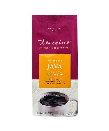 Teeccino Chicory Coffee Alternative - Java 11oz (Pack of 3) | Caffeine-Free, Acid-Free Herbal Coffee | Medium Roast Prebiotic Blend - Buy Online on SooperMarket.com