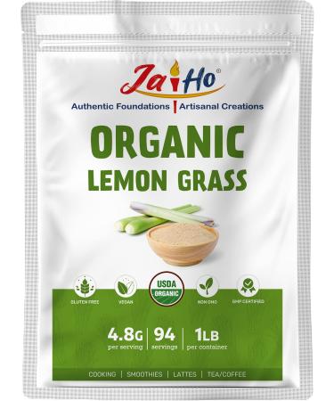 Certified USDA Organic Lemon Grass Powder - 16 OZ - Gluten Free, Vegan, Non-GMO - Resealable Zip Lock Pouch - By Jai Ho