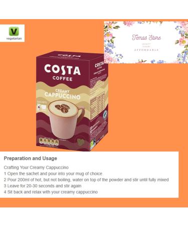 Temas Costa Coffee Instant Coffee Sachets Bundled With Reusable Coffee Cup Sleeves & Coffee Stirrers | Creamy Cappuccino | Coffee Gifts (Creamy Cappuccino) - Buy Online on SooperMarket.com