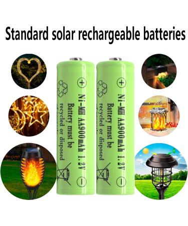 1.2V AA NIMH 900mAh Rechargeable Batteries - 12 Pack for Outdoor Solar Lights & LED String Lights - Buy Online on SooperMarket.com