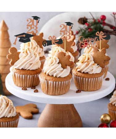 BAOK Graduation Cupcake Toppers - Graduation Theme Cupcake Toppers Class of 2023 Graduation Caps Cupcake Picks for Party Cake Decorations Supplies Rose Gold - Buy Online on SooperMarket.com