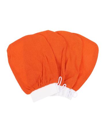 Beavorty 4pcs Bath Gloves Bath Sponge Cleaning Scrubber Shower Loufah Sponge Exfoliating Loofah Pads Exfoliating Towel Body Gloves for Shower Bath Body Cleaning Gloves Shower Glove Orange