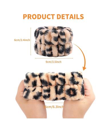 Leopard Print Spa Wristband Set for Athletes/Women/Girls - 8pcs Soft Coral Velvet Towels for Makeup/Sweat Absorption - Buy Online on SooperMarket.com