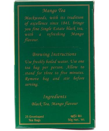 MACKWOODS MANGO FLAVOURED SINGLE ESTATE BLACK TEA IN 25 ENVELOPED TEA BAGS - Buy Online on SooperMarket.com